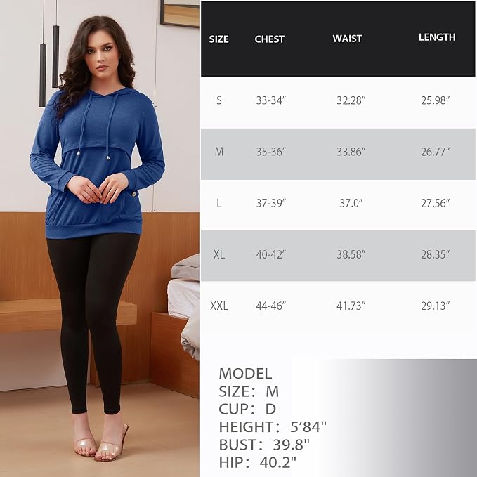 GINKANA Women's Nursing Hoodie Sweatshirt Long Sleeves Breastfeeding Maternity - Image 7