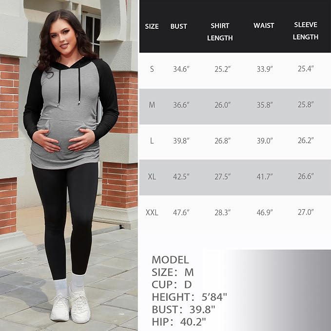 GINKANA Maternity Hoodie Long Sleeves Shirts Casual Maternity Top Pregnancy - Image 8