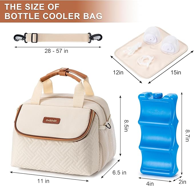 Breastmilk Cooler Bag with Ice Pack Fits 6 Baby Bottles up to 9 Ounce, Wearable - Image 5