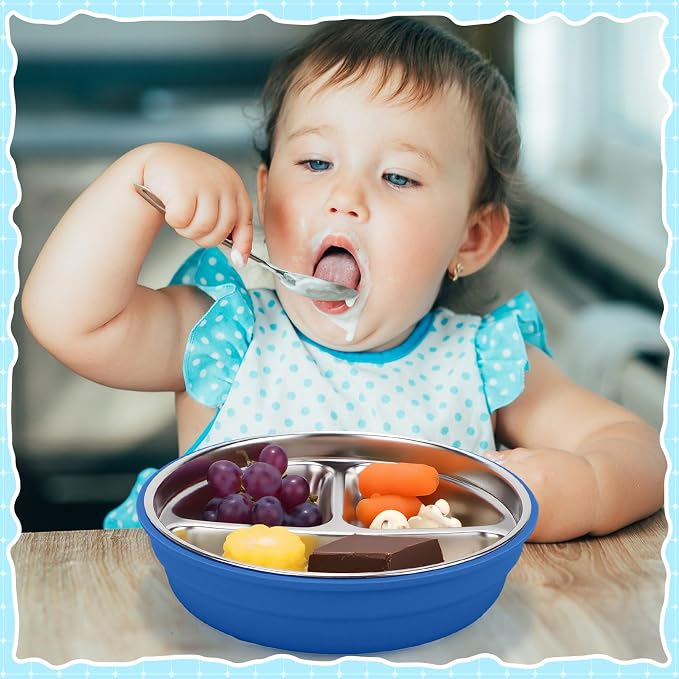 Nuogo 3 Pcs Stainless Steel Baby Suction Plates - Image 4