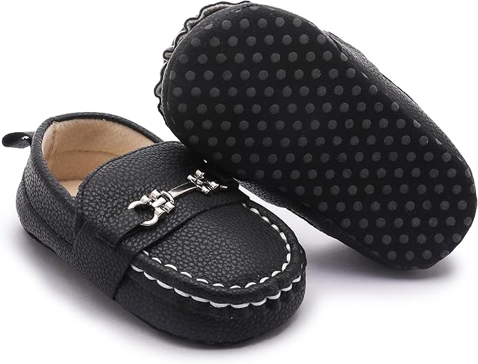 LONSOEN Baby Girls Boys Loafers Prewalker Dress Crib Shoes - Image 6