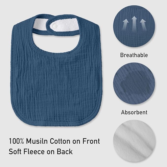 Muslin Baby Drool Bibs for Unisex Boys Girls, 6 Pack Soft Cotton Baby Bib for - Image 5