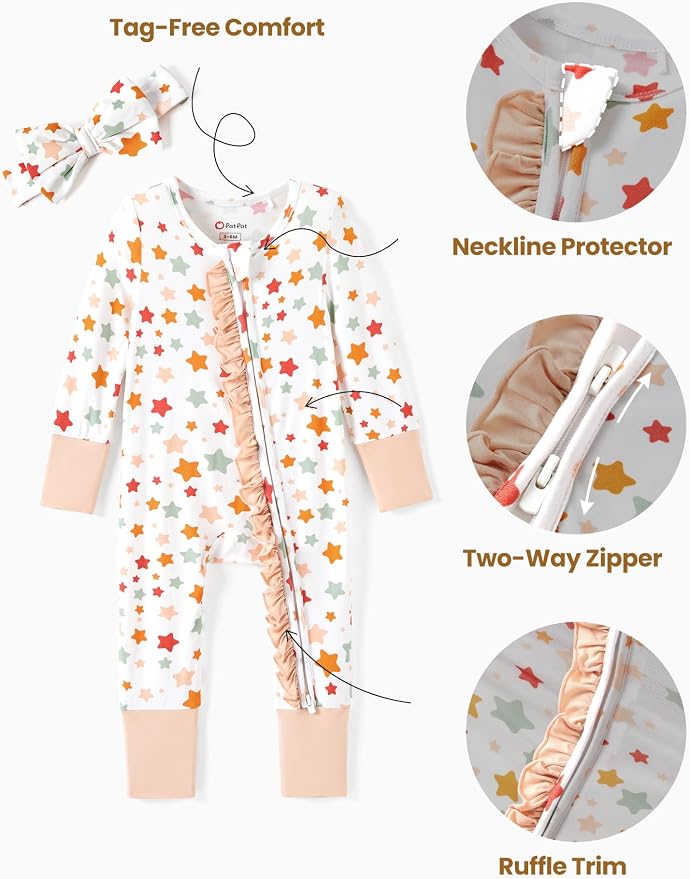 PATPAT Baby Girl Boy Clothes Newborn Infant Footie – Soft Viscose from Bamboo– - Image 6