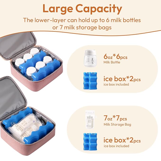 NCVI Breast Pump Bag, Double Layer Removable Pump Bag - Image 4