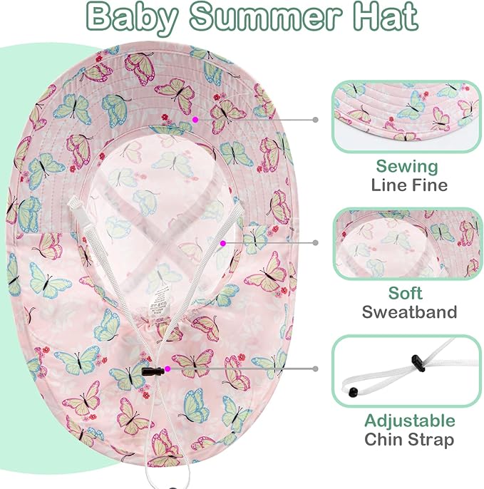 XIAOHAWANG Girls Sun Hat Baby Beach Hats Boys UPF 50+ Kids Summer Protection - Image 3