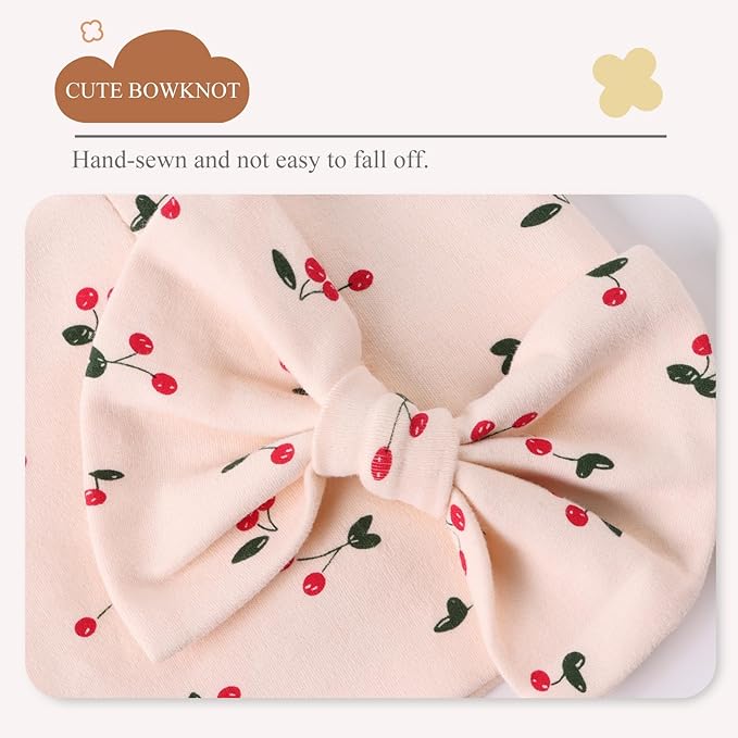 Bamery Newborn Baby Girl Hat Cotton Baby Bow Beanie Preemie Hats Spring Infant - Image 4