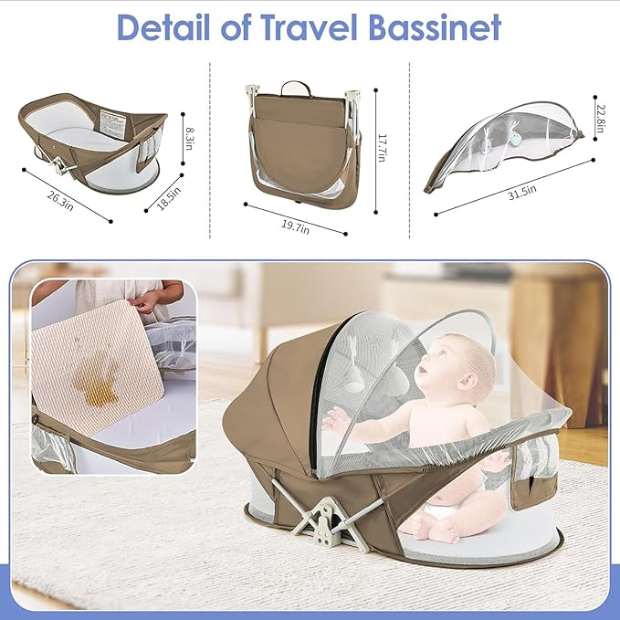 Portable Baby Bassinet Travel Baby Bed, Baby Cribs Travel Pod - Image 2