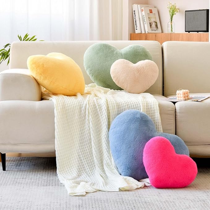 Orange Heart Pillows, Cute Heart Decorative Pillow, Heart Shaped Throw Pillows - Image 4