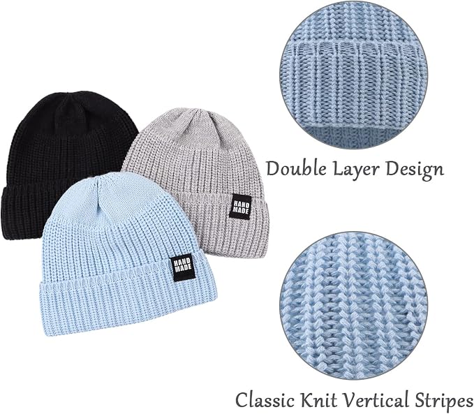 JANGANNSA Simple Knitted Baby Beanie Hip-Hop Boys Winter Hat Toddler Kids Bonnet - Image 3