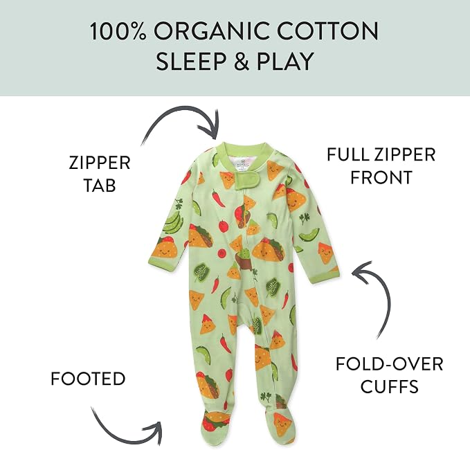 HonestBaby Baby Sleep N' Play One-Piece Zip-Front Footed Organic Cotton Pajama - Image 2