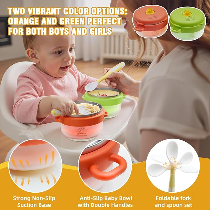 Baby Bowl with Suction, Premium Food Grade 304 Stainless Steel, Thermo-Color - Image 3