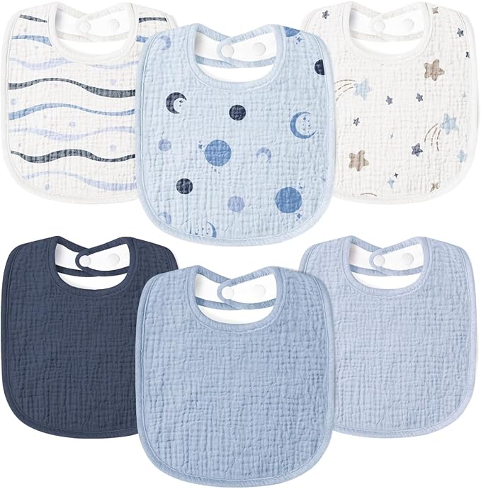 Susurration Muslin Baby Drool Bibs 6Pack Soft Square Adjustable Baby Bandana by Susurration
