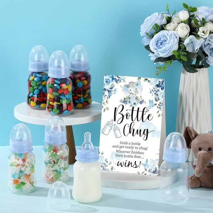 TrelaCo Bottle Chug Baby Shower Game Sign 20 Pcs Baby Bottles Shower Favor - Image 4
