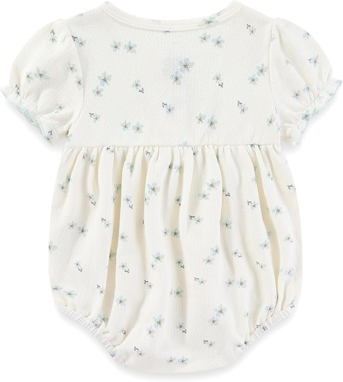 Newborn Baby Girl Clothes Cotton Bubble Romper Floral Short Sleeve Bodysuit 3 - Image 3
