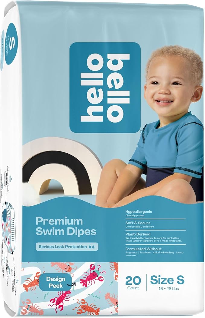 Hello Bello Premium Swim Diapers, Size S, Cute Extra-Bright Lobster Designs by HelloBello