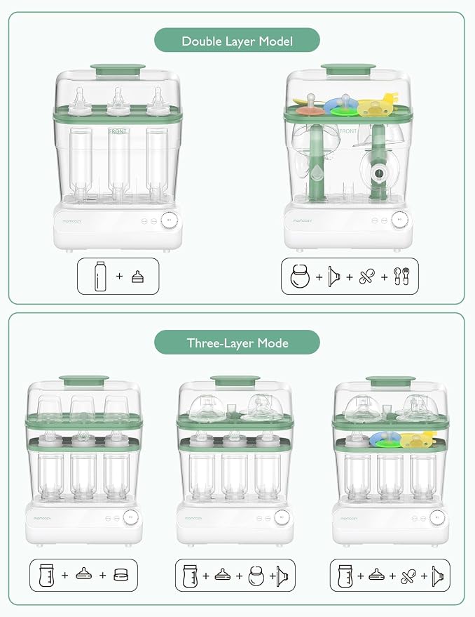 Momcozy 3 Layers Large Bottle Sterilizer and Dryer, Fast Sterilize and Dry - Image 7