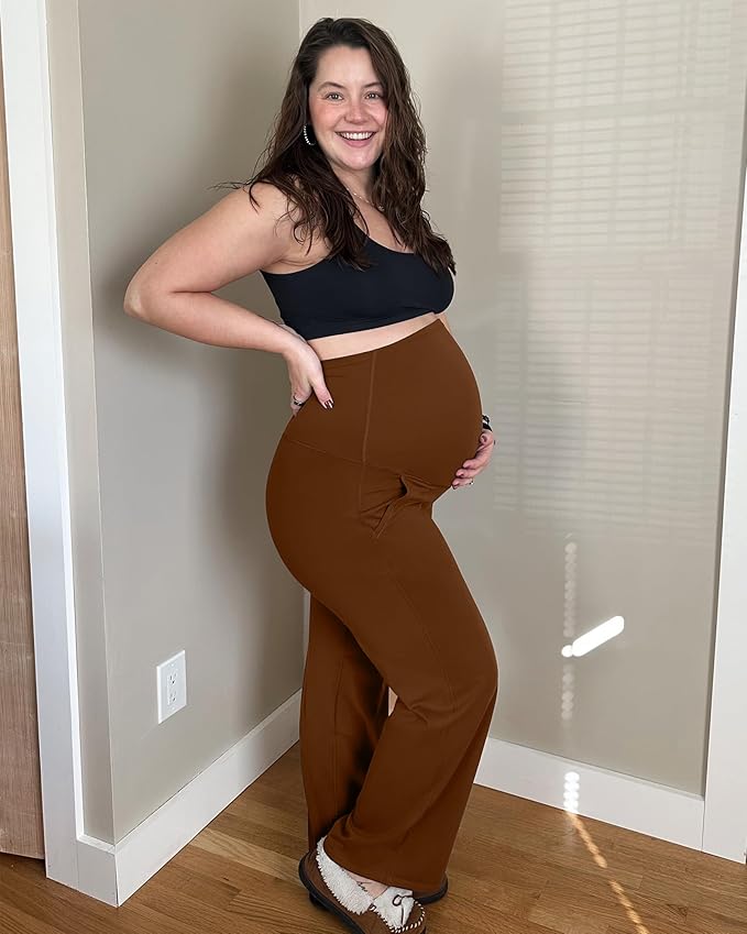 G4Free Maternity Pants Over The Belly Yoga Dress Work Pregnancy Pants Stretchy - Image 2