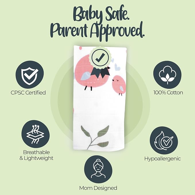 BabySparrow 3 Pack Muslin Swaddle Blankets - Image 3