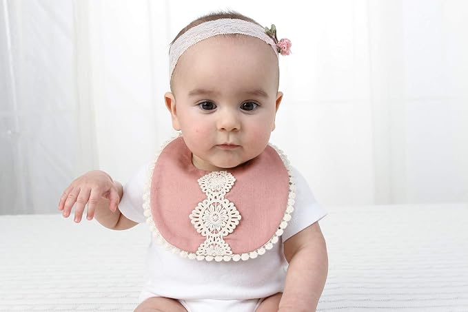 GZMM Baby Bib For Girls, Reversible Waterproof Handmade Natural Cotton Baby - Image 3