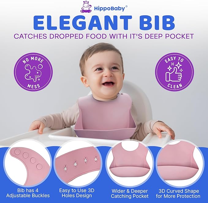 Baby Led Weaning Supplies |10 Piece Silicone Baby Feeding Set, Baby Toddler Bib - Image 6
