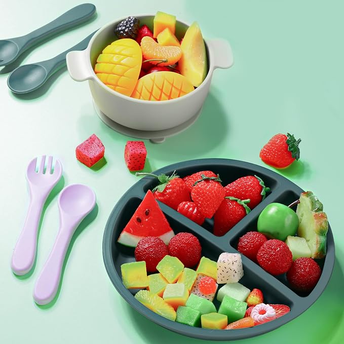 Dandat 24 Pcs Silicone Baby Feeding Set, 6 Baby Toddler Suction Bowls 6 Divided - Image 5