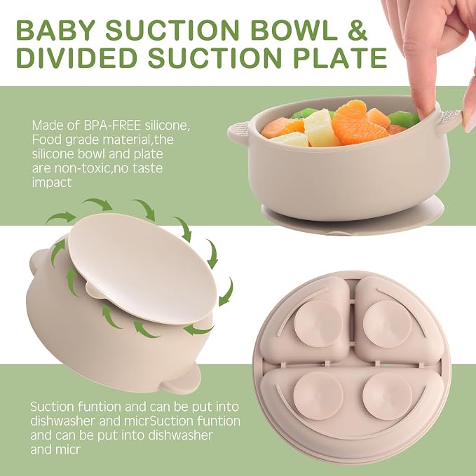 Dandat 24 Pcs Silicone Baby Feeding Set, 6 Baby Toddler Suction Bowls 6 Divided - Image 3