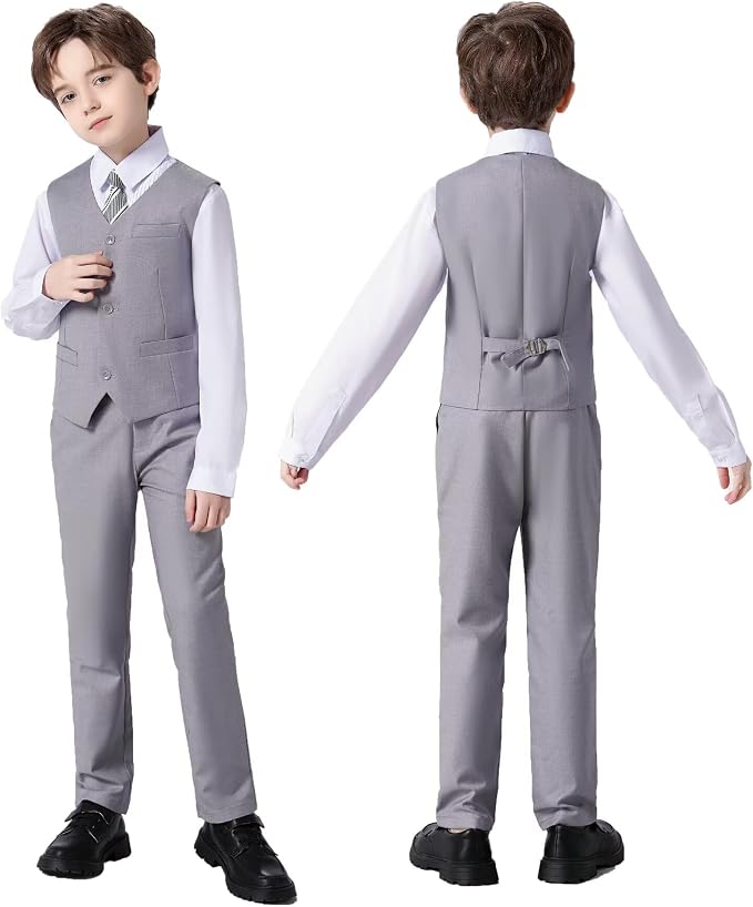 Boys Suit Set Slim Fit Kids Formal Suits Toddler Tuxedo Wedding Prom Classic - Image 6