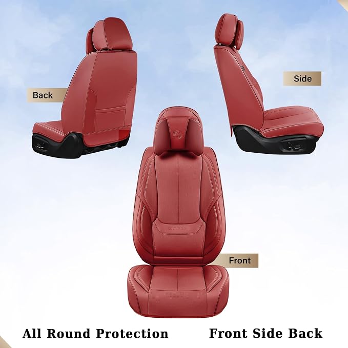 Coverado Universal Seat Covers Front, Waterproof Nappa Leather Car Seat Covers - Image 3