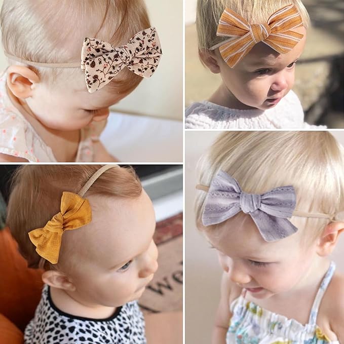 Baby Girl Headbands and Bows, Newborn Infant Toddler Nylon Hairbands Hair - Image 6