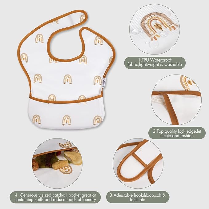 Soarwg Kids Baby Bibs, 5 Pack Waterproof Bibs - Image 4