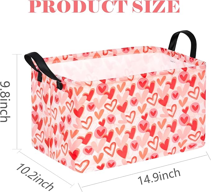 Rectangle Heart Partten Kids Gift Storage Basket Home Shelf Storage Basket - Image 5