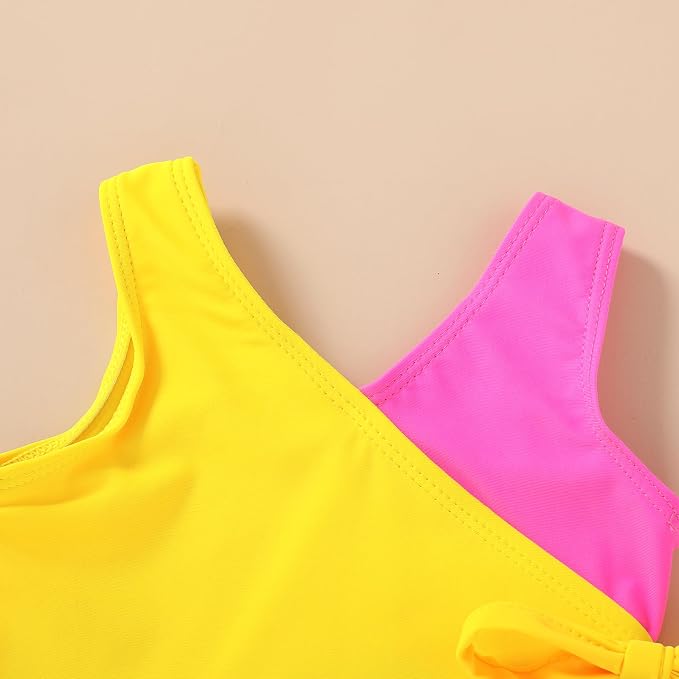 Happy Town Toddler Swimsuit Girl One Piece Bathing Suit Color Block Swimwear - Image 3