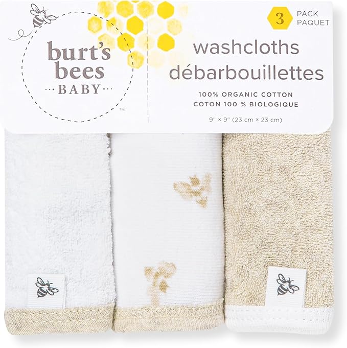 Burt's Bees Baby Infant Washcloths, 100% Organic Cotton, Soft and Super - Image 2