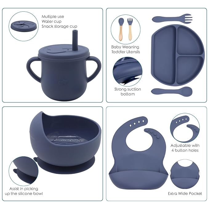 100% Silicone Baby Feeding Set, BPA Free Baby Dishes - Image 3