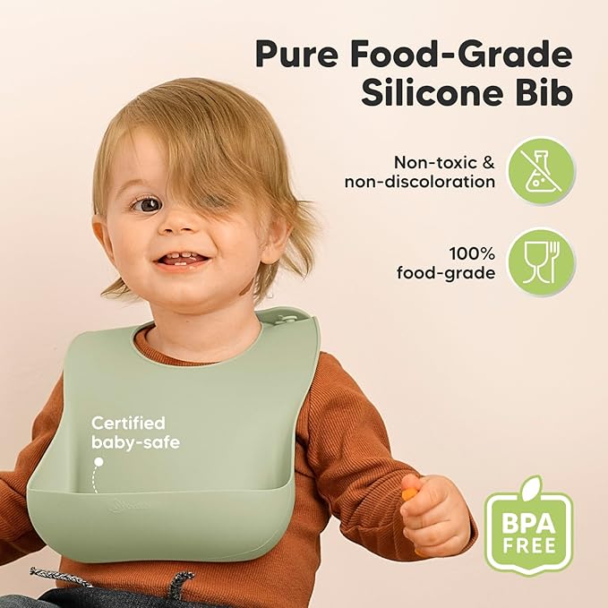 KeaBabies 2-Pack Silicone Baby Bibs - Image 2