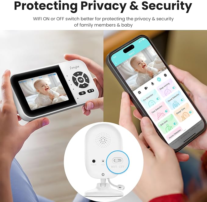 Dual Mode Baby Monitor, 1080p Video APP, 2.8'' IPS Screen, 10-Hour Streaming - Image 3