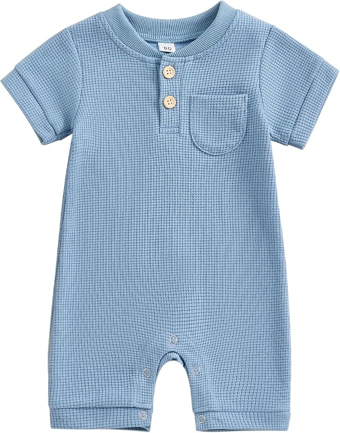 Kuriozud Newborn Infant Unisex Baby Boy Girl Clothes Button Romper Jumpsuit by Kuriozud