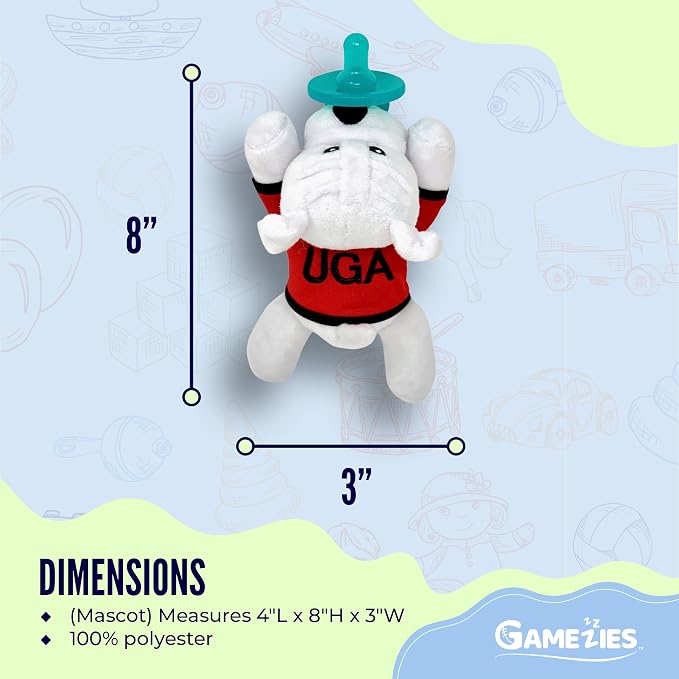 Gamezies Baby Boy and Girl Silicone University of Georgia Plush Pacifier - Image 5