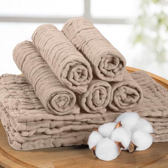 Yoofoss Muslin Burp Cloths for Baby 10 Pack 100% Organic Cotton Baby Washcloths - Image 2