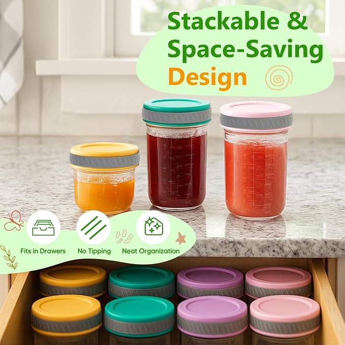 Glass Food Storage Jars with Lids – Baby Food, Breast Milk, Reusable Containers - Image 5