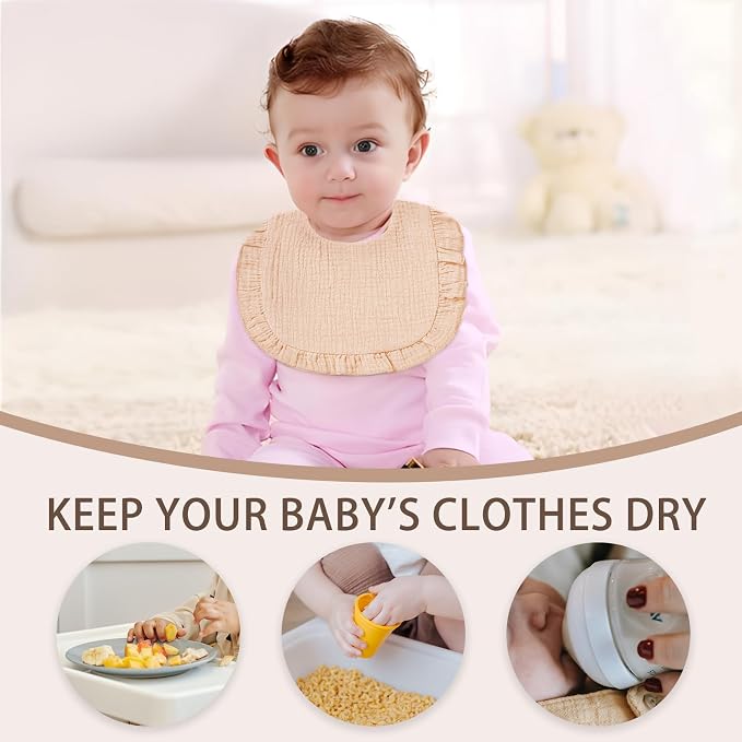 6 Pack Muslin Baby Bibs for Baby Girls, Muslin Bibs Drool Bandana Bibs - Image 5