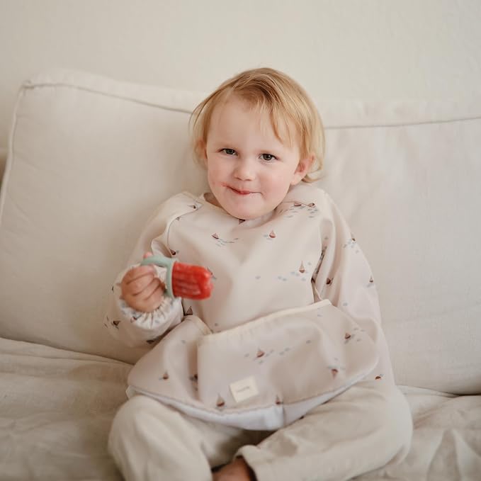 mushie Long Sleeve Baby Bib | Water Resistant Adjustable Fit - Image 6