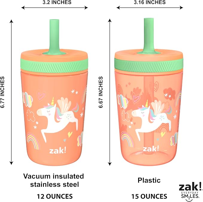 Zak Designs Unicorn Kelso Tumbler Set, Leak-Proof Screw-On Lid - Image 8