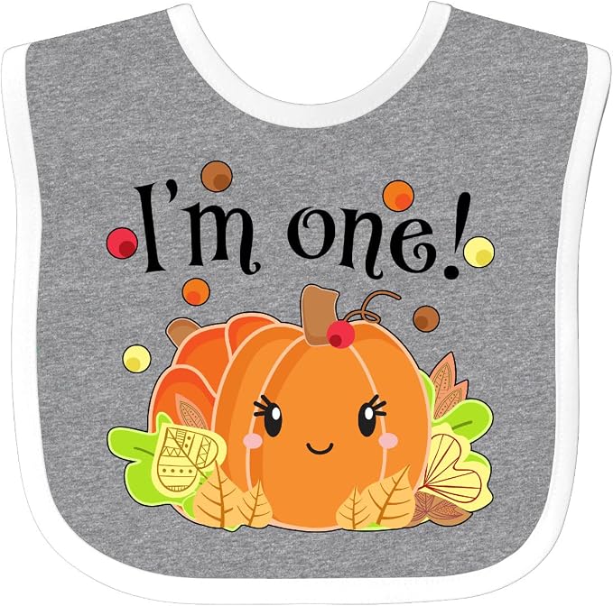 inktastic I'm One- Pumpkin Birthday Autumn Baby Bib by Inktastic