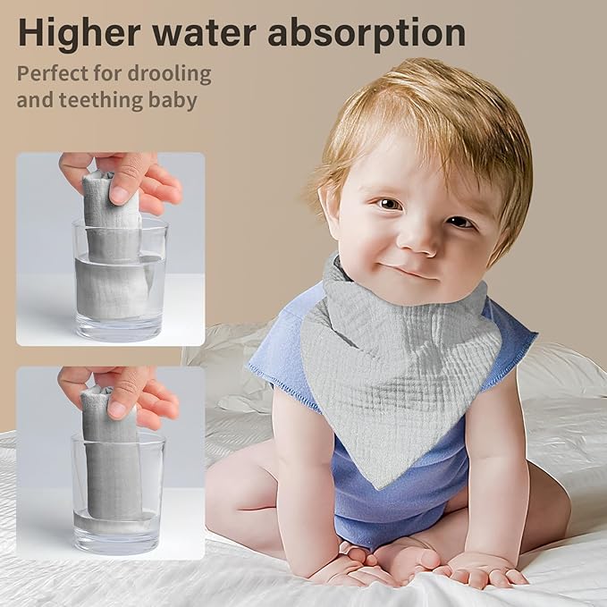 Muslin Baby Bibs, Soft Triangular Baby Bandana Drool Bibs - Image 2