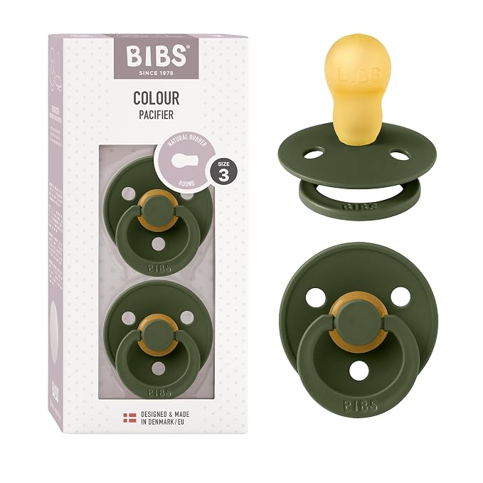 BIBS Pacifiers Colour Collection | Natural Rubber Baby Pacifier | Round Nipple by BIBS