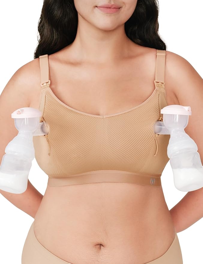 Pumping Bra Hands Free Zip Opening Seamless Nursing Bras by HOFISH