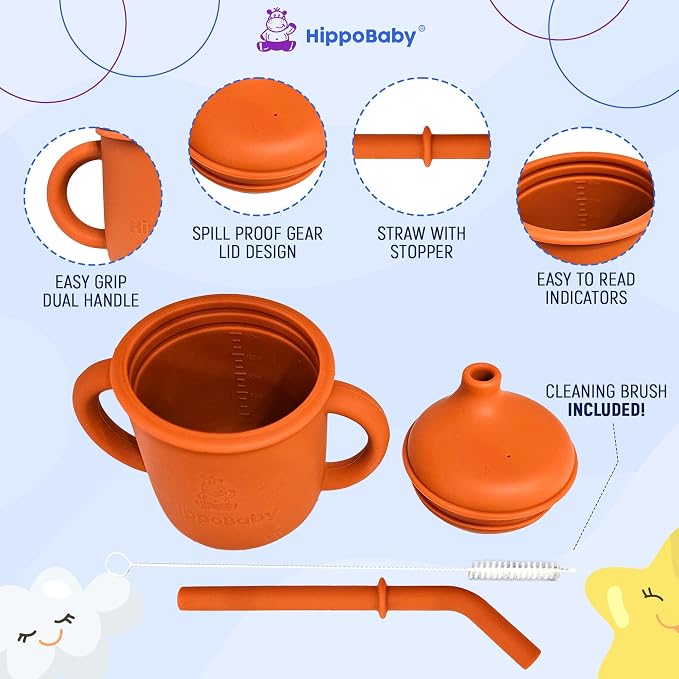 Silicone Transition Sippy Cup for 6+ month old | Includes 1 Toddler straw cup & - Image 2