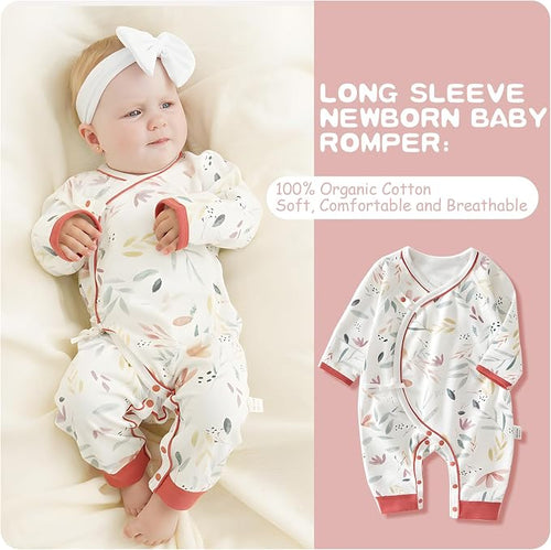 100% Organic Cotton Soft 0-6 Months Unisex Footless Newborn Baby Sleepers - Image 2