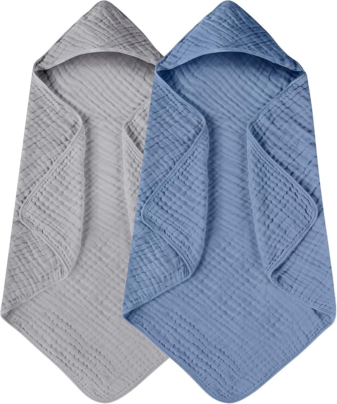 Yoofoss Hooded Baby Towels for Newborn 2 Pack 100% Muslin Organic Cotton Baby by YOOFOSS